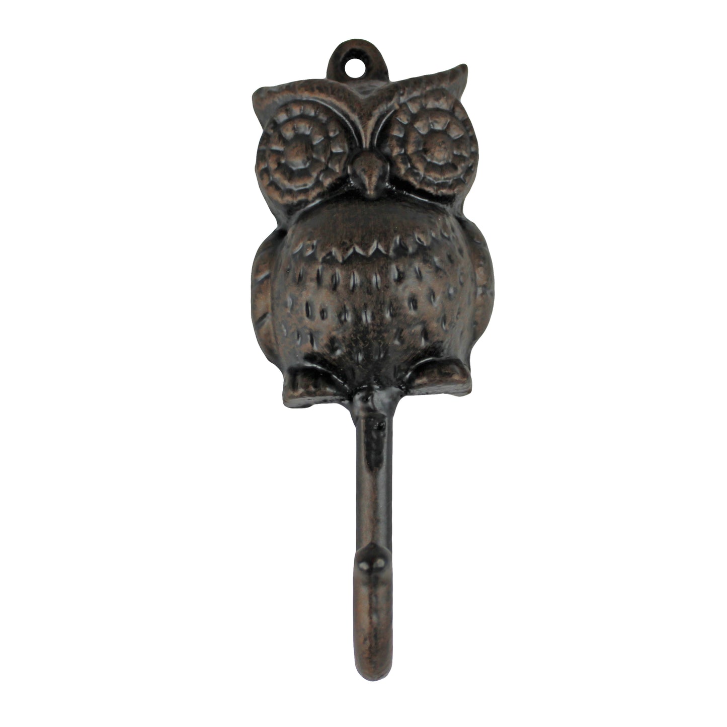 Metal Owl Wall Hook Cast Iron Key Towel Coat Hanger Rustic Brown Finish