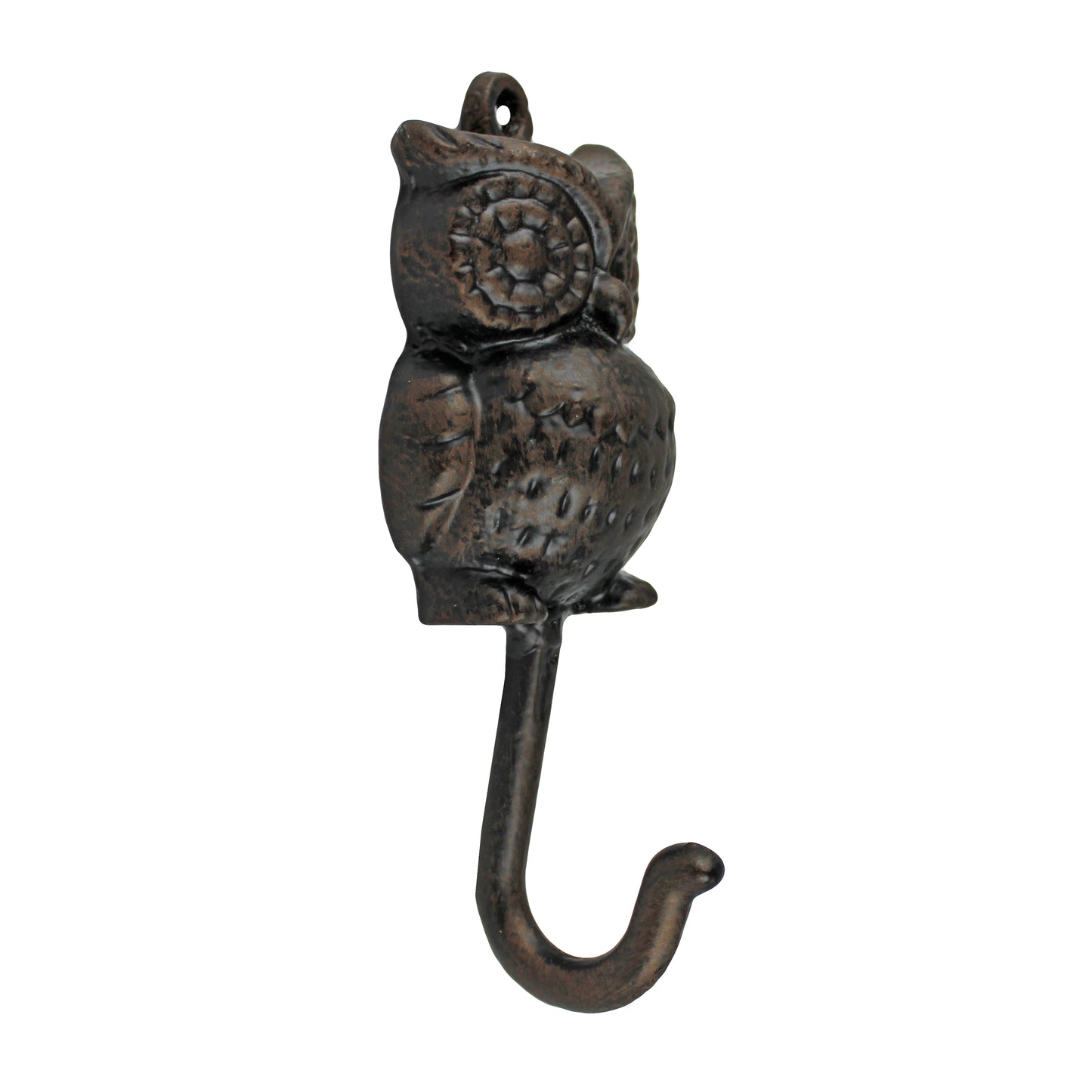 Metal Owl Wall Hook Cast Iron Key Towel Coat Hanger Rustic Brown Finish