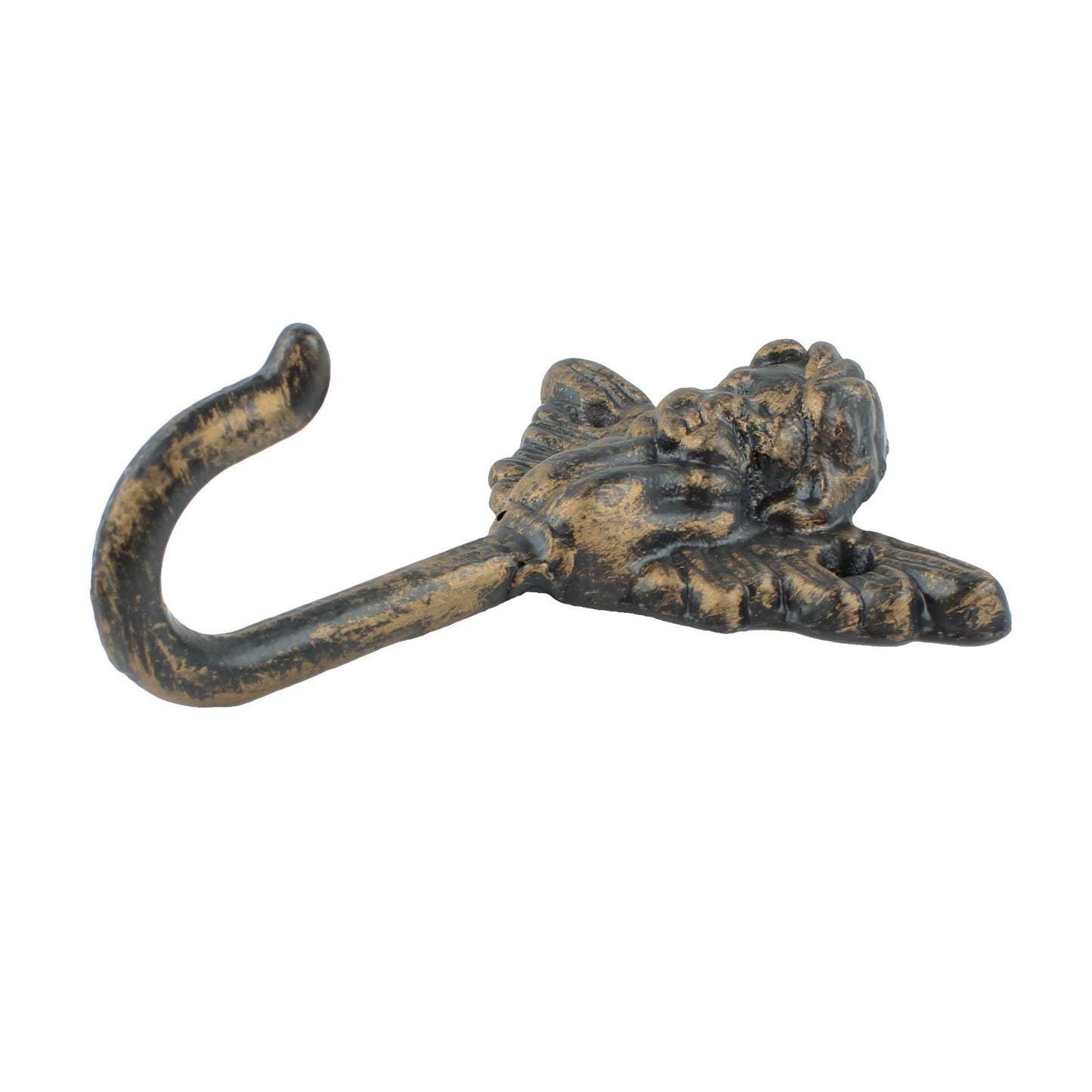 Cast Iron Angel Cherub Wings Wall Hook Key Towel Coat Hanger Rustic Brown Color