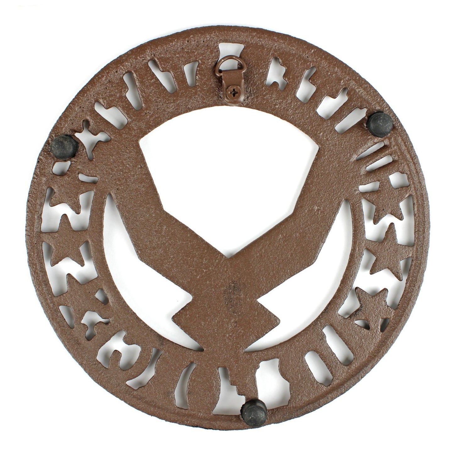 Rustic Cast Iron Round Air Force Trivet Military Kitchen Hot Pot Holder 7.5 inch