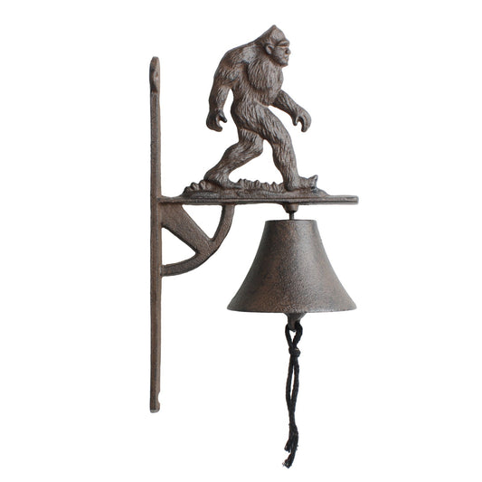 Bigfoot Sasquatch Dinner Bell Cast Iron Wall Mounted Antique Style Rustic Finish