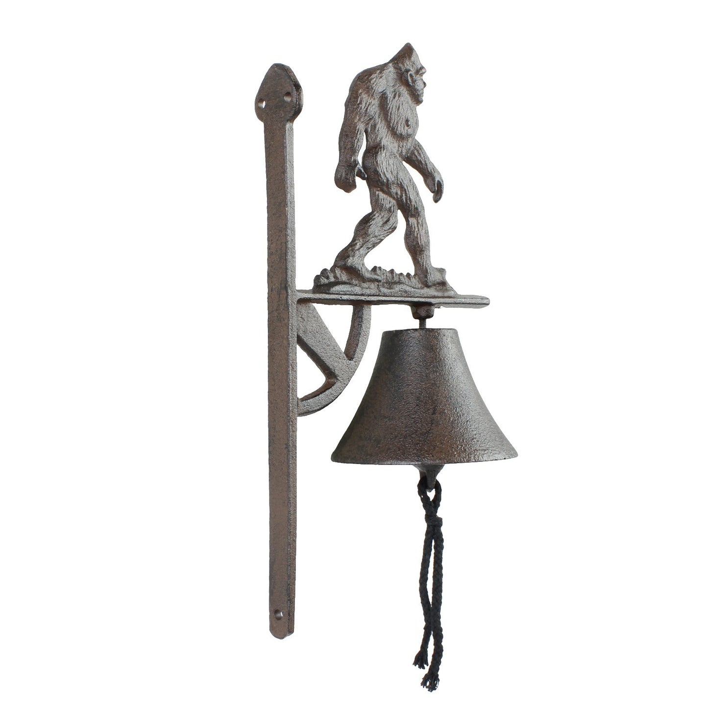 Bigfoot Sasquatch Dinner Bell Cast Iron Wall Mounted Antique Style Rustic Finish