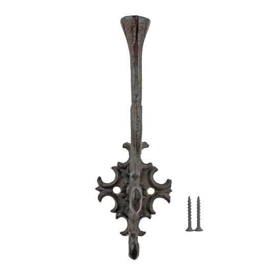 Antique Style Victorian Cast Iron Triple Coat Hook Key Towel Coat Hanger 7 inch
