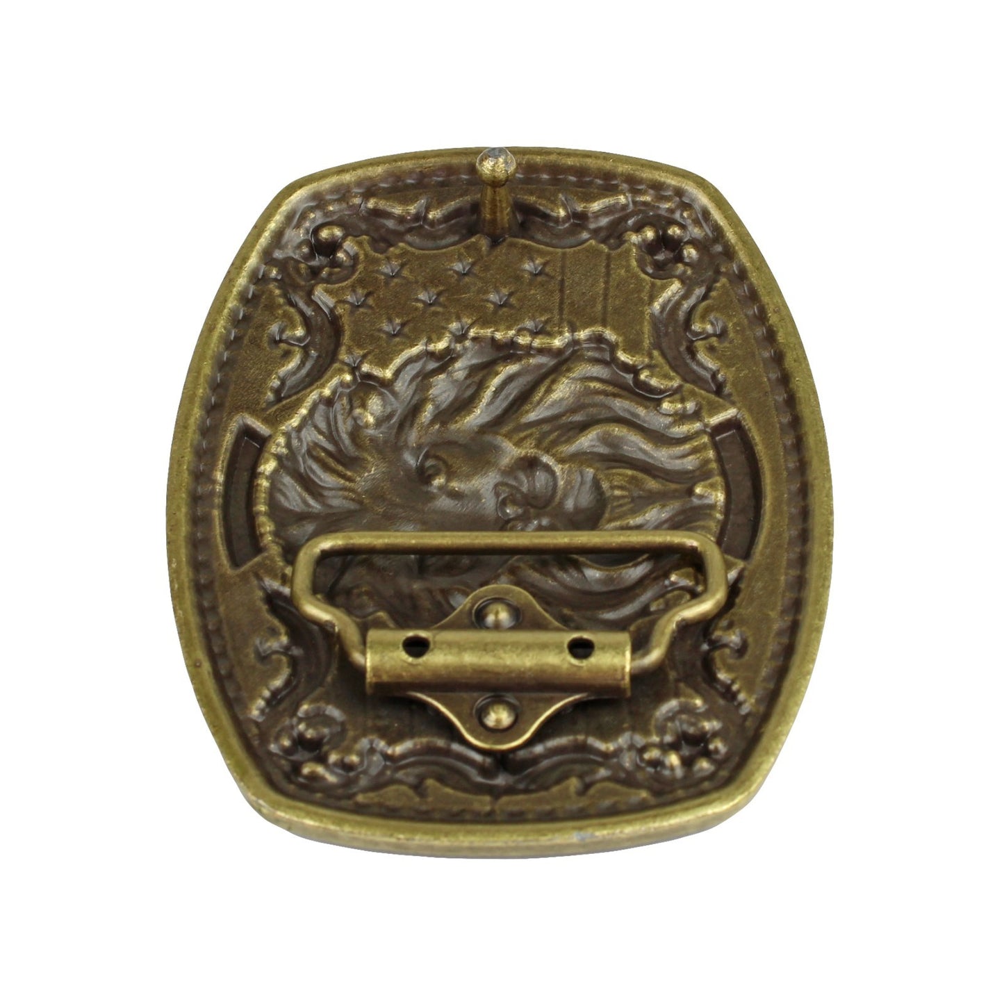 American Flag USA Lion Head Stars Belt Buckle Antique Bronze Fits 1.5 inch Belts