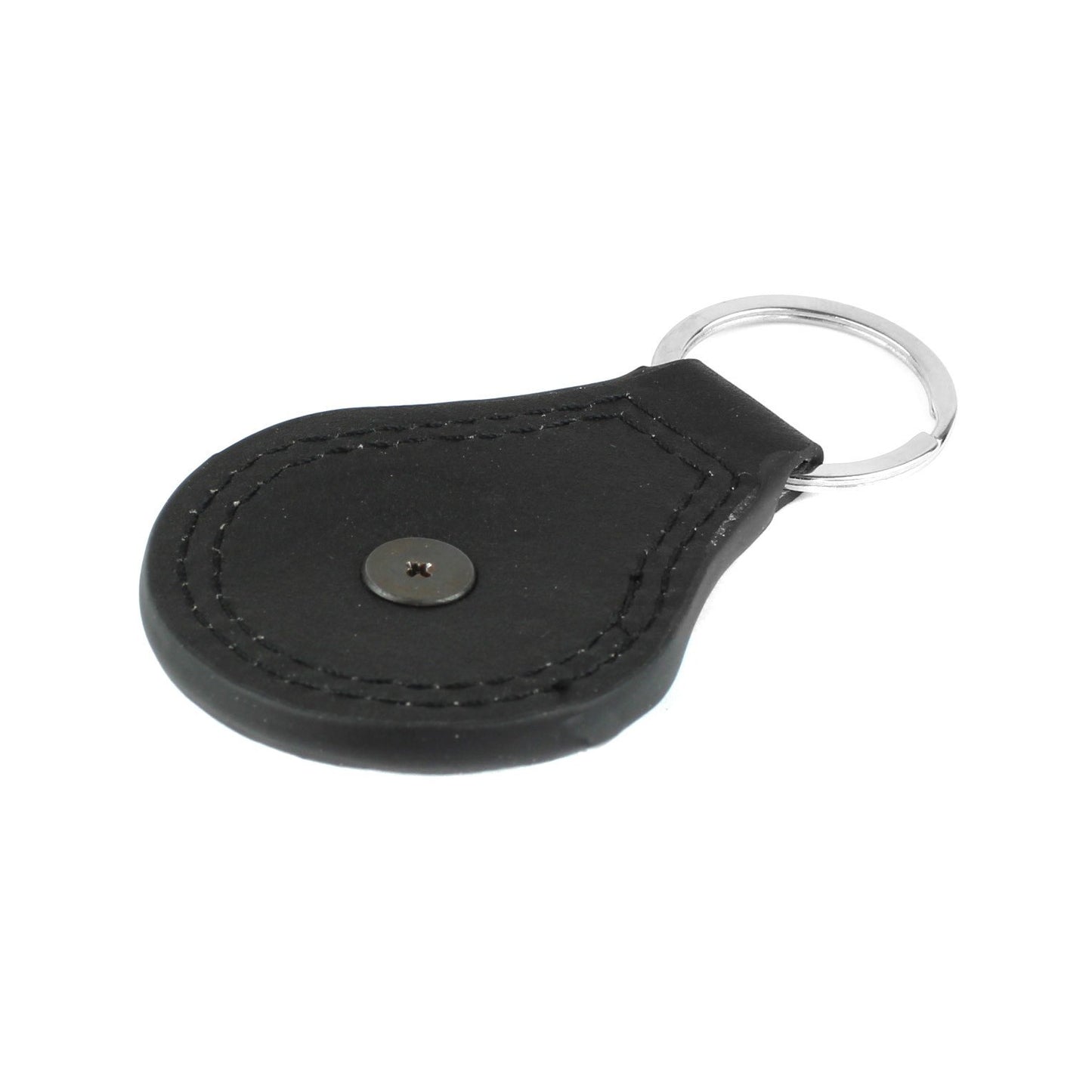 Silver Texas Star Concho Black Leather Keychain Keyring Fob Cowboy Gift 3.5 inch