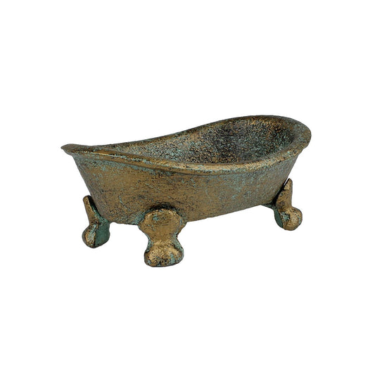 Verdigris Cast Iron Bathtub Soap Dish Holder Rustic Western Bathroom Decor Green