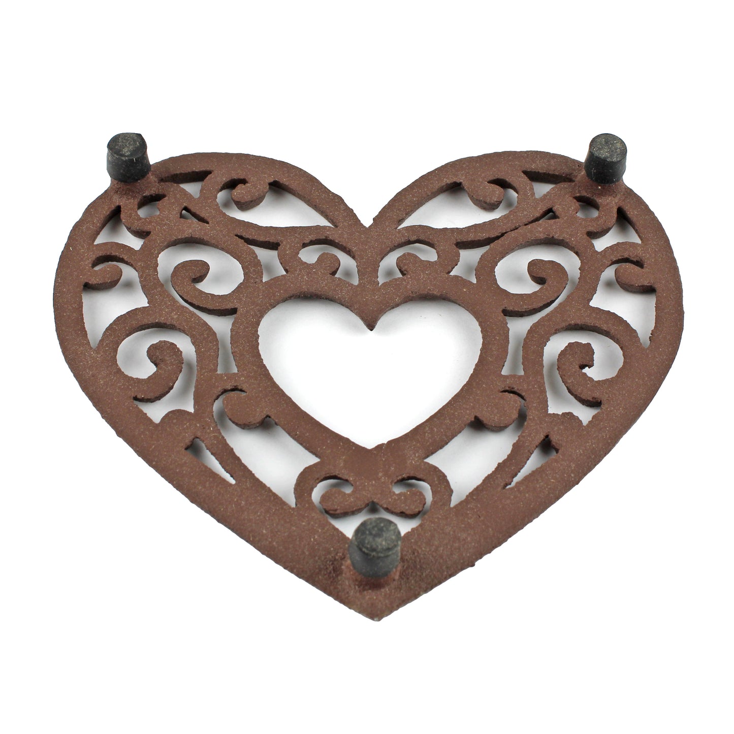 Cast Iron Scrolls Heart Shaped Trivet Rustic Antique Style Hot Pot Plate Holder