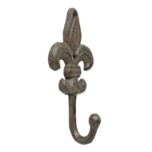 Cast Iron Fleur De Lis Wall Hook Victorian Key Towel Coat Purse Hanger Brown