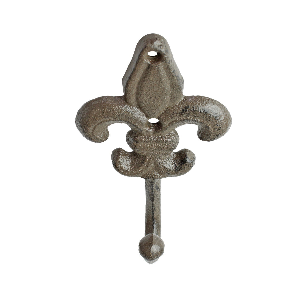 Cast Iron Fleur De Lis Wall Hook Victorian Key Towel Coat Purse Hanger Brown