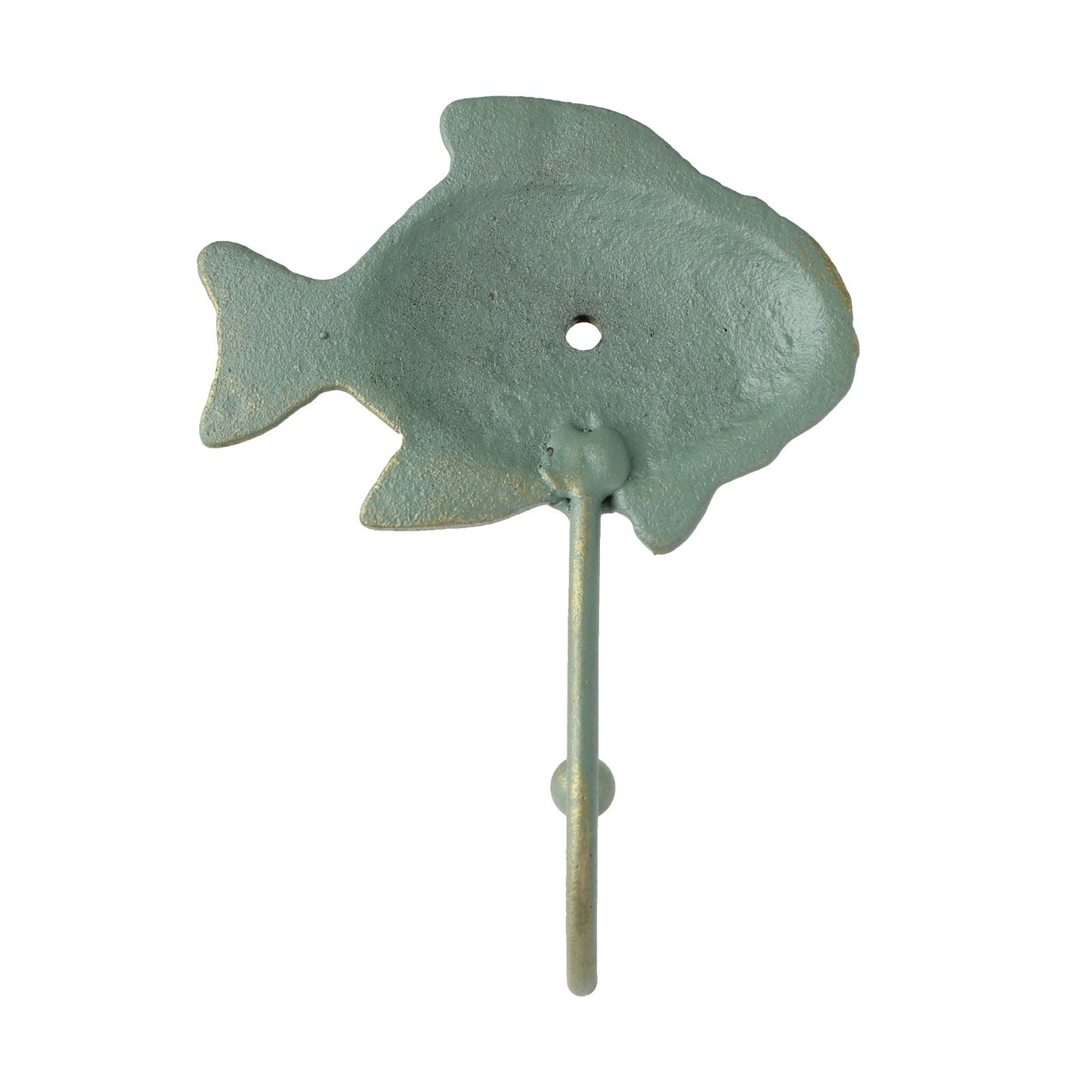 Cast Iron Fish Wall Hook Key Towel Coat Dog Leash Robe Hanger Verdigris 5 inch