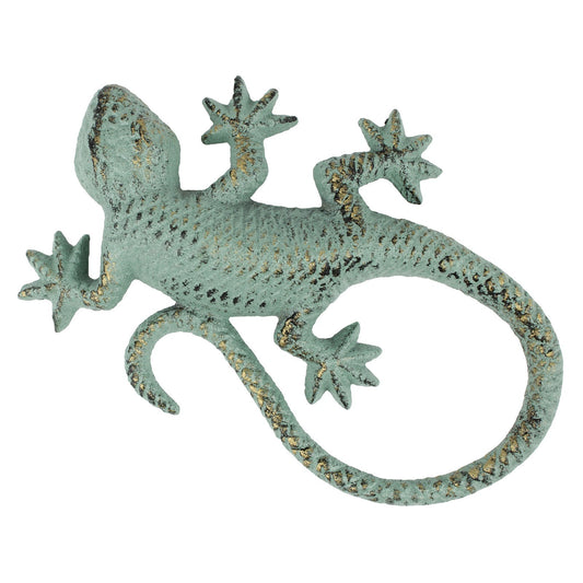 Verdigris Cast Iron Lizard Figurine Garden Pond Yard Flower Bed Decor Green 6 in