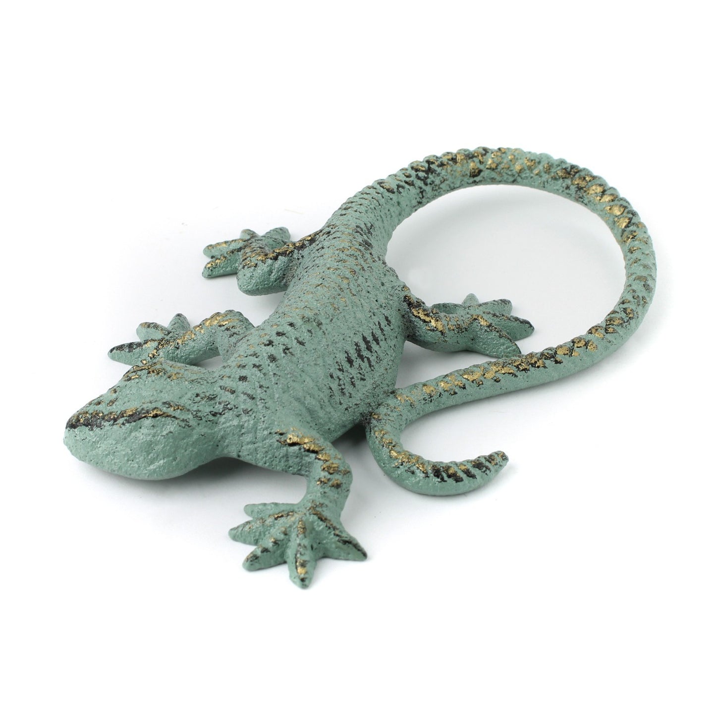 Verdigris Cast Iron Lizard Figurine Garden Pond Yard Flower Bed Decor Green 6 in