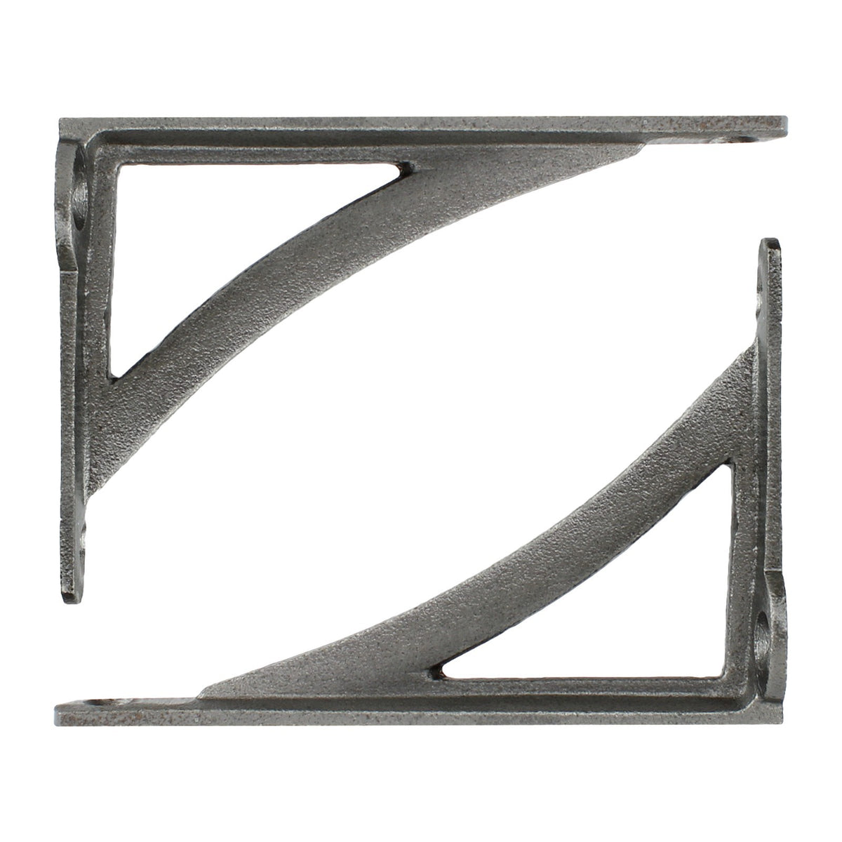 2 Small Simple Glazed Cast Iron Shelf Brackets Corner Braces Gray 4.5 x 3 inch