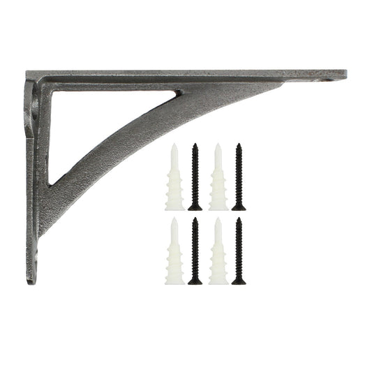 2 Small Simple Glazed Cast Iron Shelf Brackets Corner Braces Gray 4.5 x 3 inch