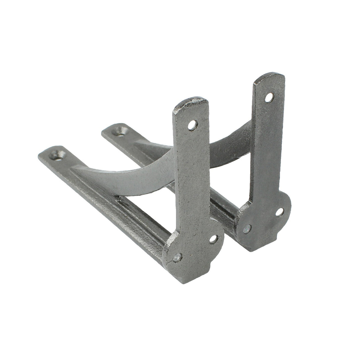 2 Small Simple Glazed Cast Iron Shelf Brackets Corner Braces Gray 4.5 x 3 inch