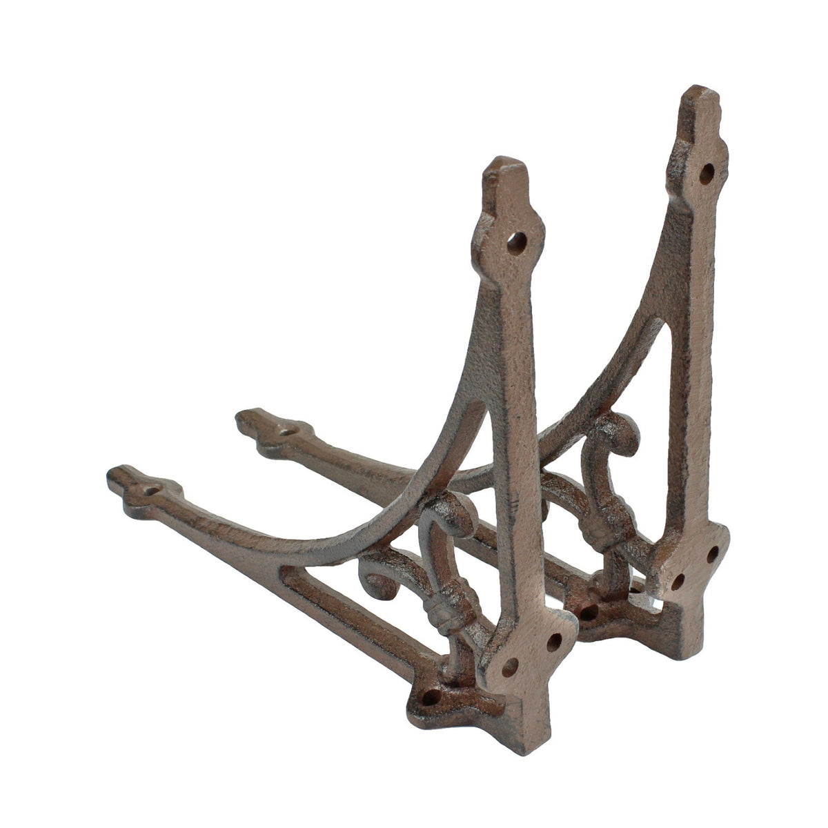 2 Victorian Scrolls Shelf Brackets Rustic Antique Brown Corner Brace 7.5 x 6.25"