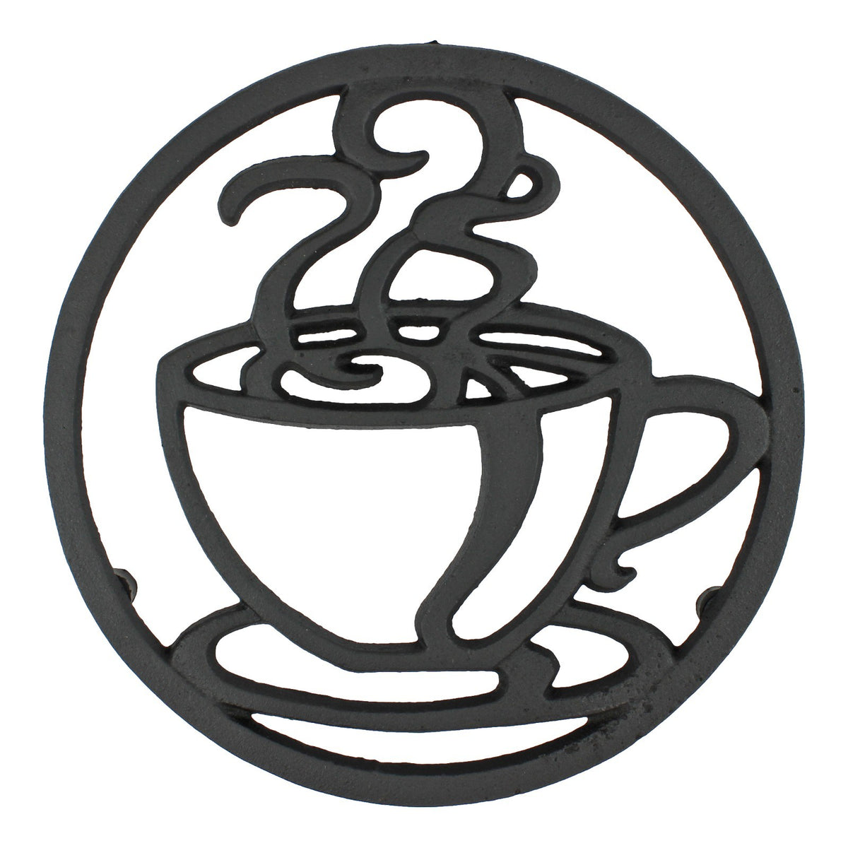 Black Cast Iron Coffee Cup Trivet Kitchen Countertop Hot Pot Plate Holder 7 inch