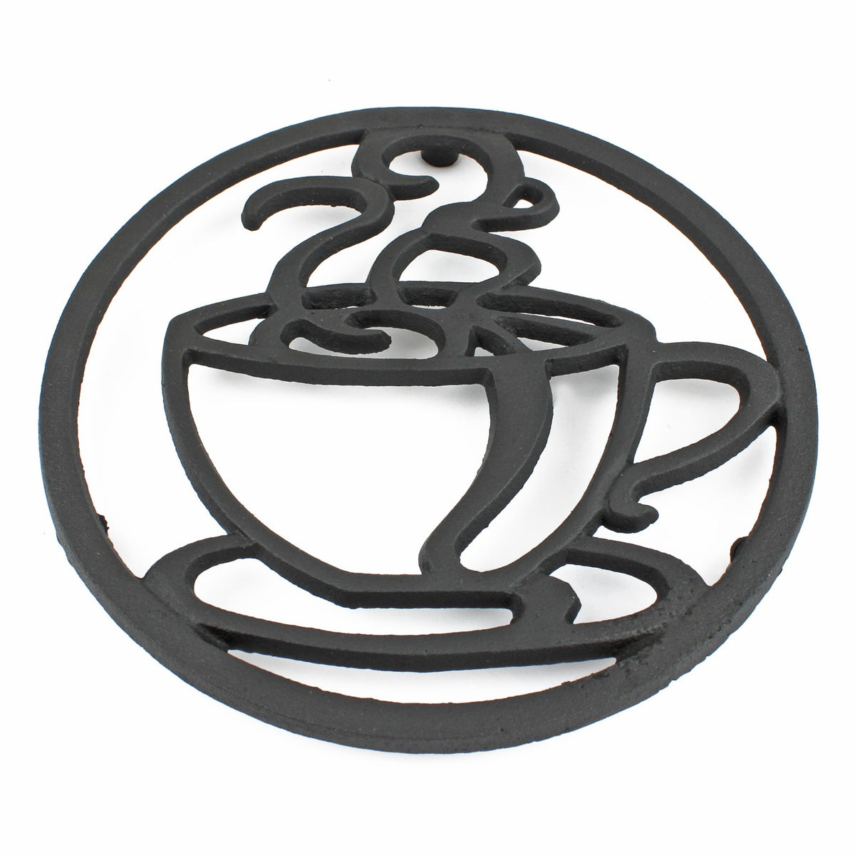 Black Cast Iron Coffee Cup Trivet Kitchen Countertop Hot Pot Plate Holder 7 inch