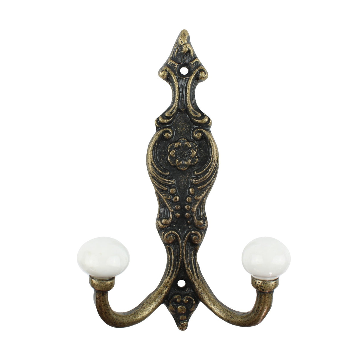 Antique Bronze Metal Double Wall Hook Coat Towel Purse Hanger Victorian Style