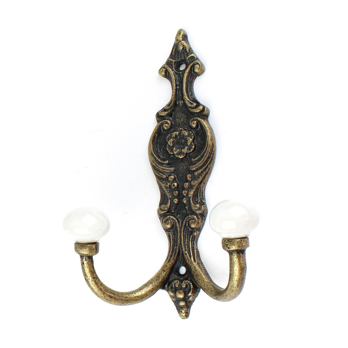 Antique Bronze Metal Double Wall Hook Coat Towel Purse Hanger Victorian Style