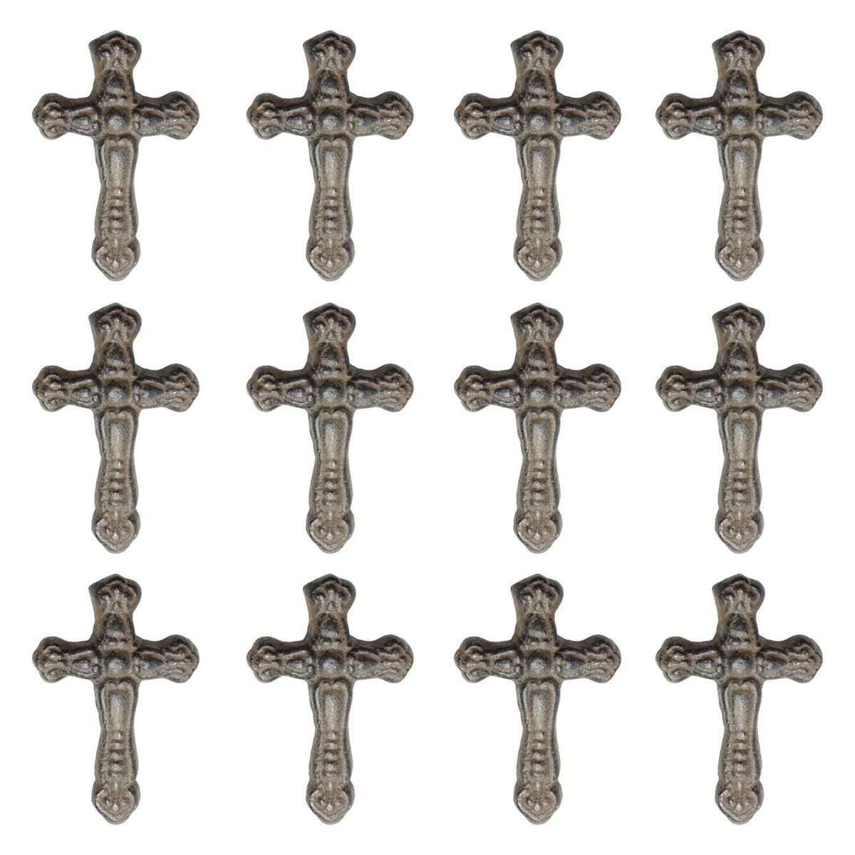 Rustic Cast Iron Cross Nails Tacks 3 x 2 inch With 1 inch Nail (Pack of 12)