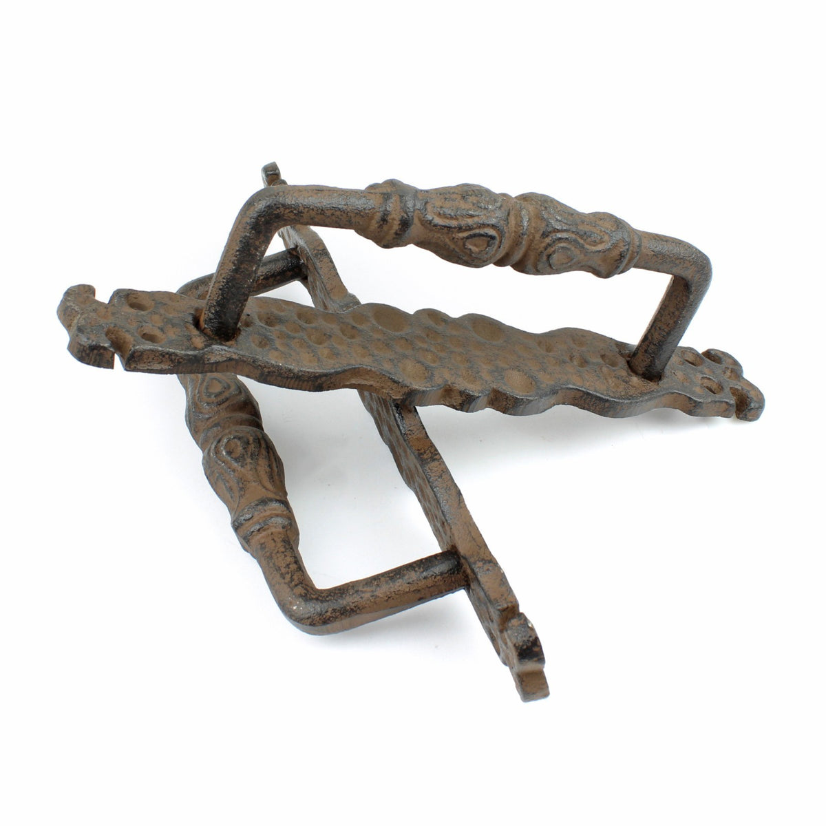 2 Large Rustic Cast Iron Door Handles Heavy Duty Victorian Antique Style 9.5 in