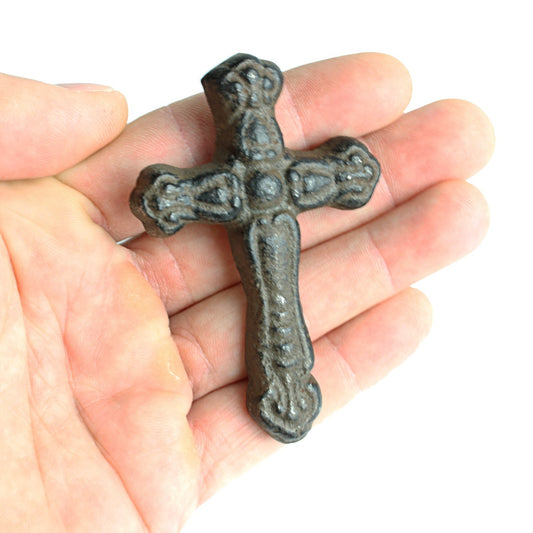 Rustic Cast Iron Cross Nails Tacks 3 x 2 inch With 1 inch Nail (Pack of 12)