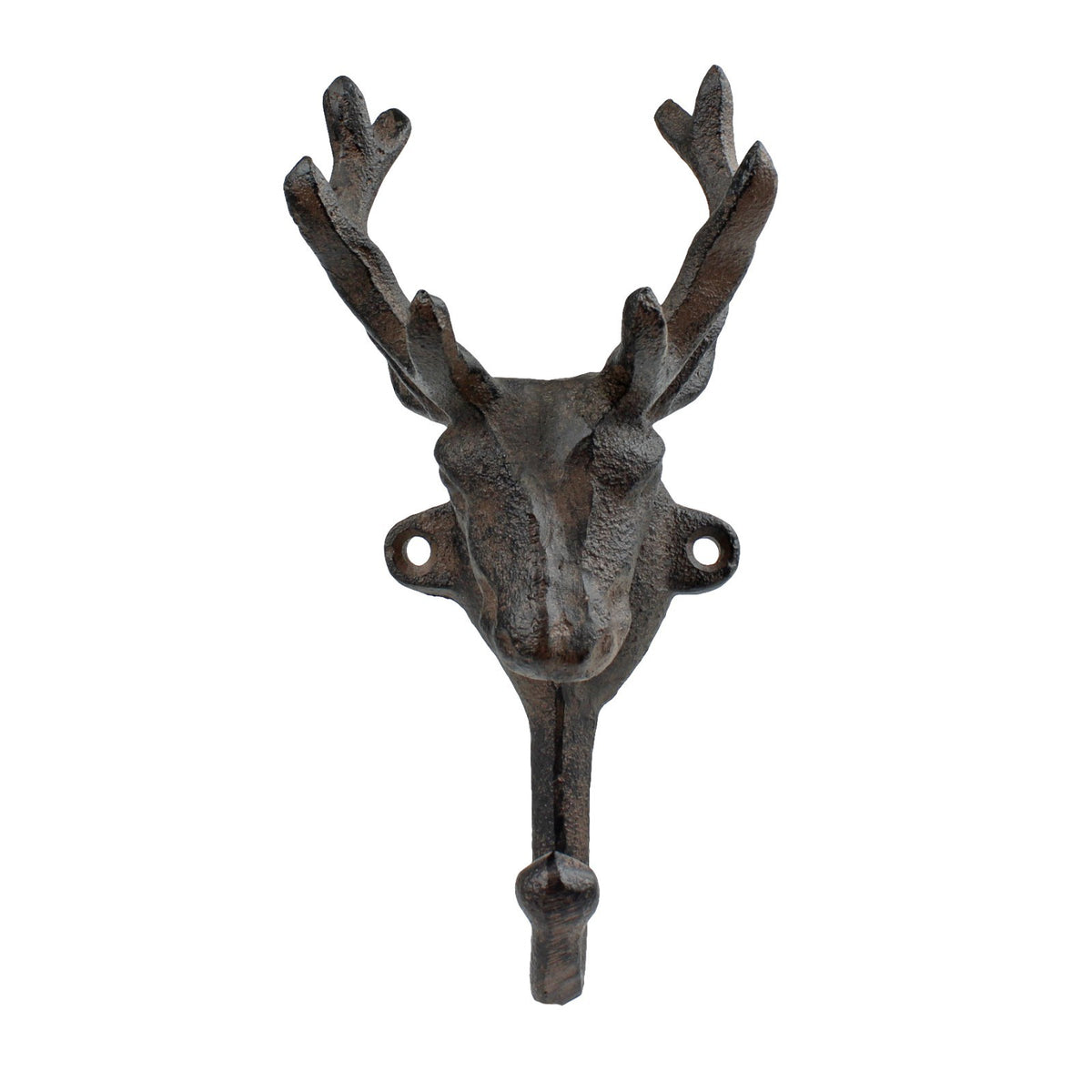 Rustic Cast Iron Deer Buck Wall Hook Key Towel Coat Hanger Antique Style Brown