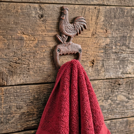 Rooster Wall Hook Cast Iron Key Towel Coat Purse Leash Hanger Rustic Copper 6 in