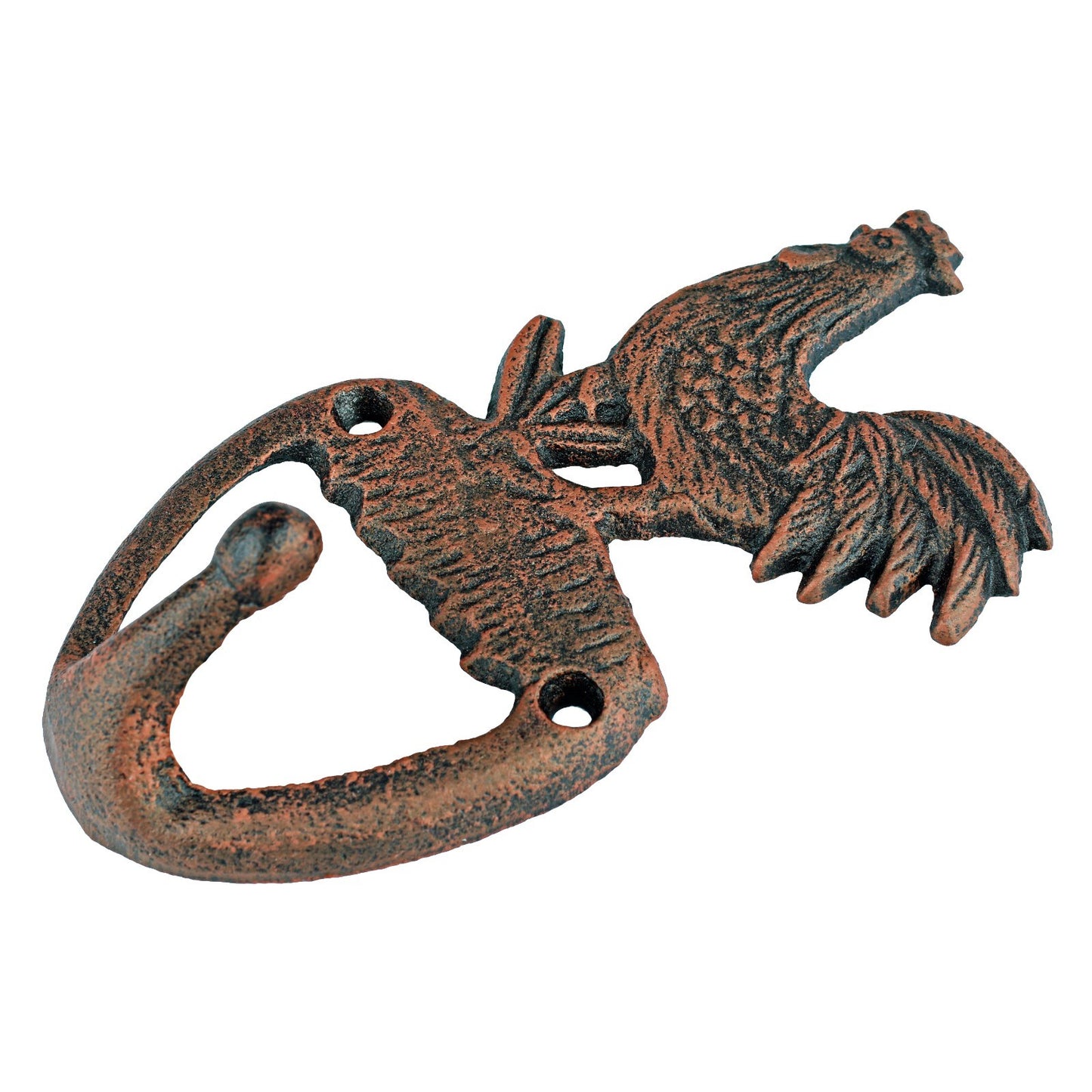 Rooster Wall Hook Cast Iron Key Towel Coat Purse Leash Hanger Rustic Copper 6 in