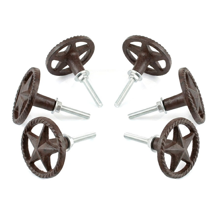 6 Western Star Rope Border Cabinet Drawer Knob Pulls Rustic Brown 2 in – Texas Home Decor