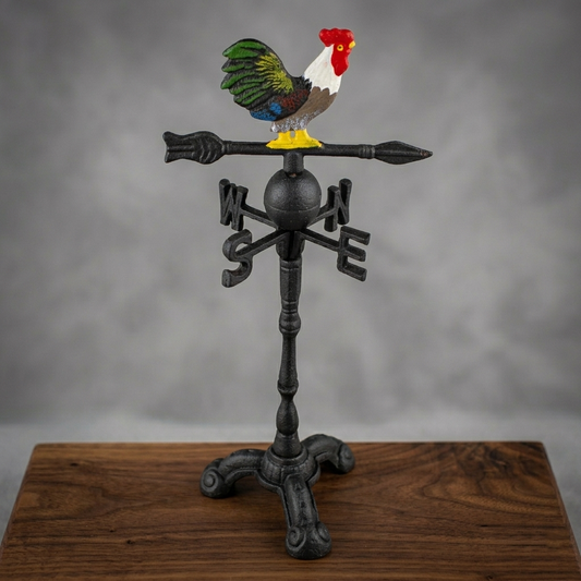 Black Cast Iron Decorative Rooster Weathervane Mantel Shelf Decor 14 inch Tall