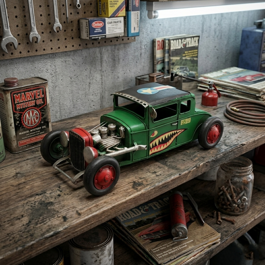 Rustic Vintage 32 Coupe Hot Rod Model Metal Car Man Cave Garage Decor 12.5 inch