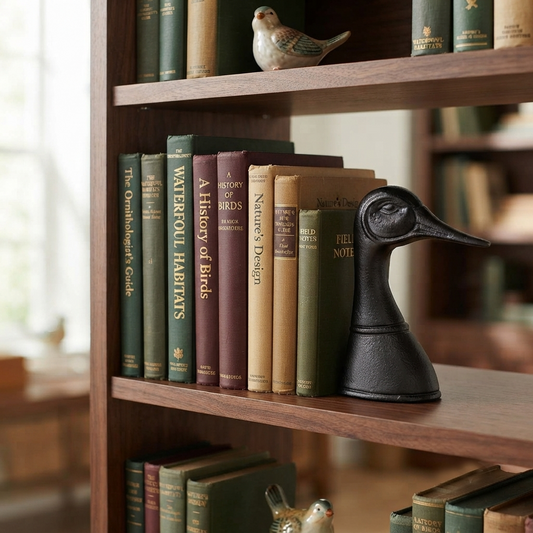 Black Metal Duck Bookend Rustic Farmhouse Decor Figurine Lightweight 7.5 in Tall