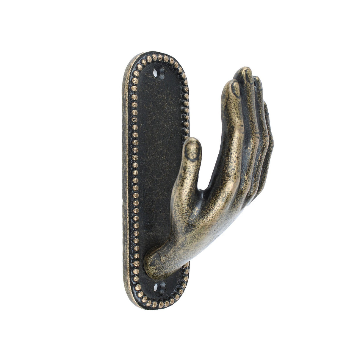 Cast Iron Hand Wall Hook Antique Bronze Open Palm Coat Purse Towel Hanger 4 3/8"