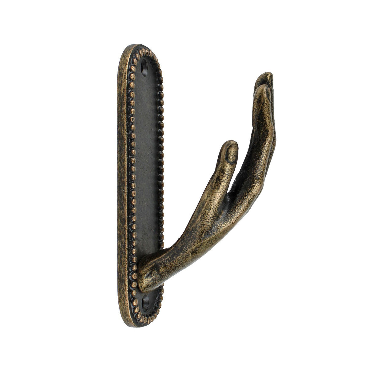 Cast Iron Hand Wall Hook Antique Bronze Open Palm Coat Purse Towel Hanger 4 3/8"