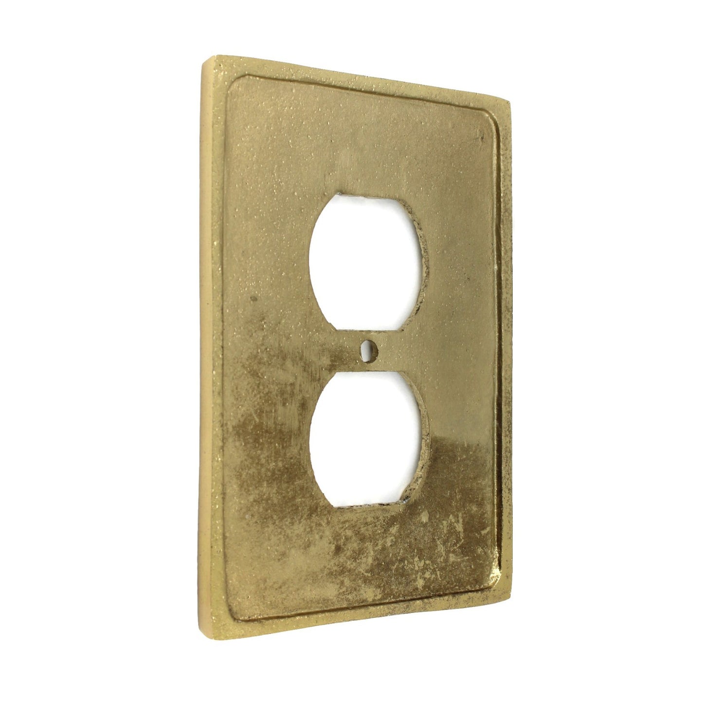 Polished Brass Golden Metal Ornate Floral Duplex Outlet Plug Wall Plate Cover