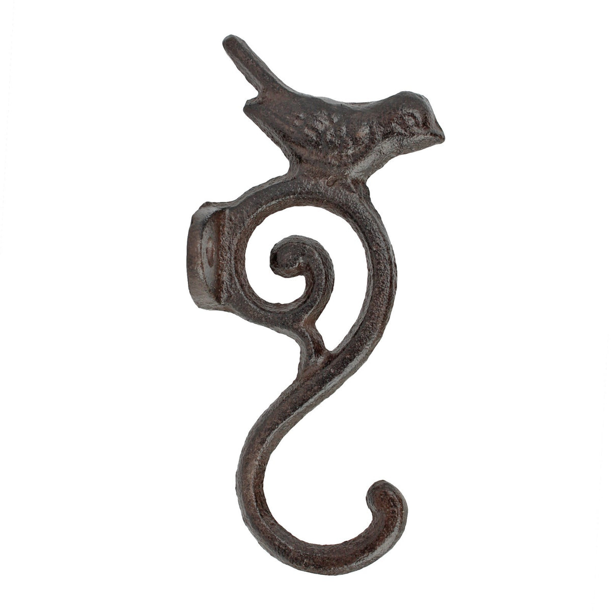 Cast Iron Bird Scrolls Wall Hook Rustic Brown Coat Key Purse Towel Metal Hanger