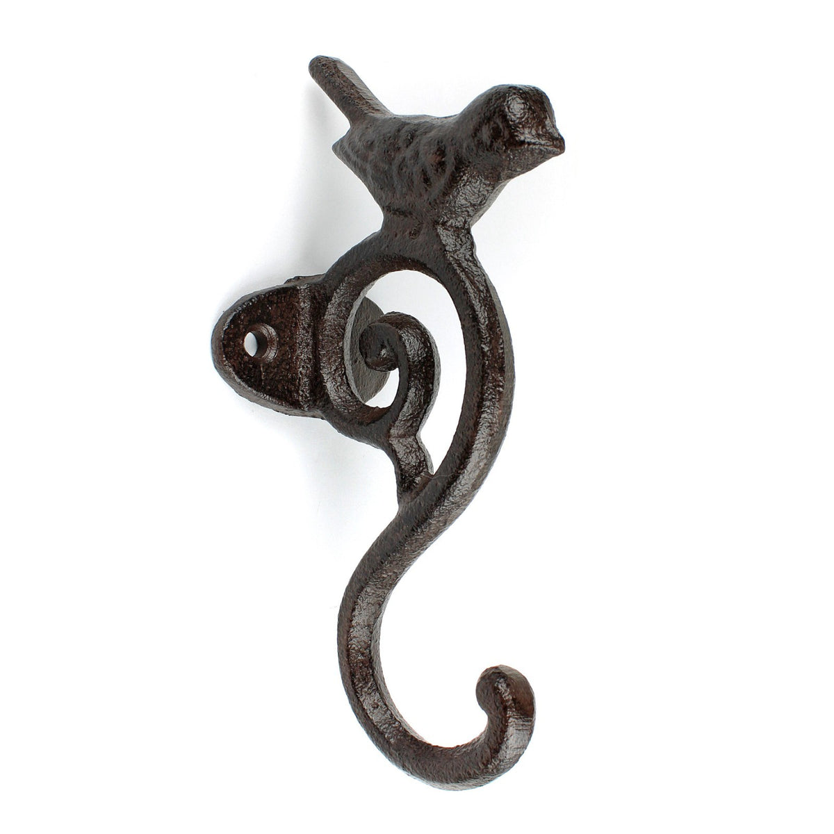 Cast Iron Bird Scrolls Wall Hook Rustic Brown Coat Key Purse Towel Metal Hanger