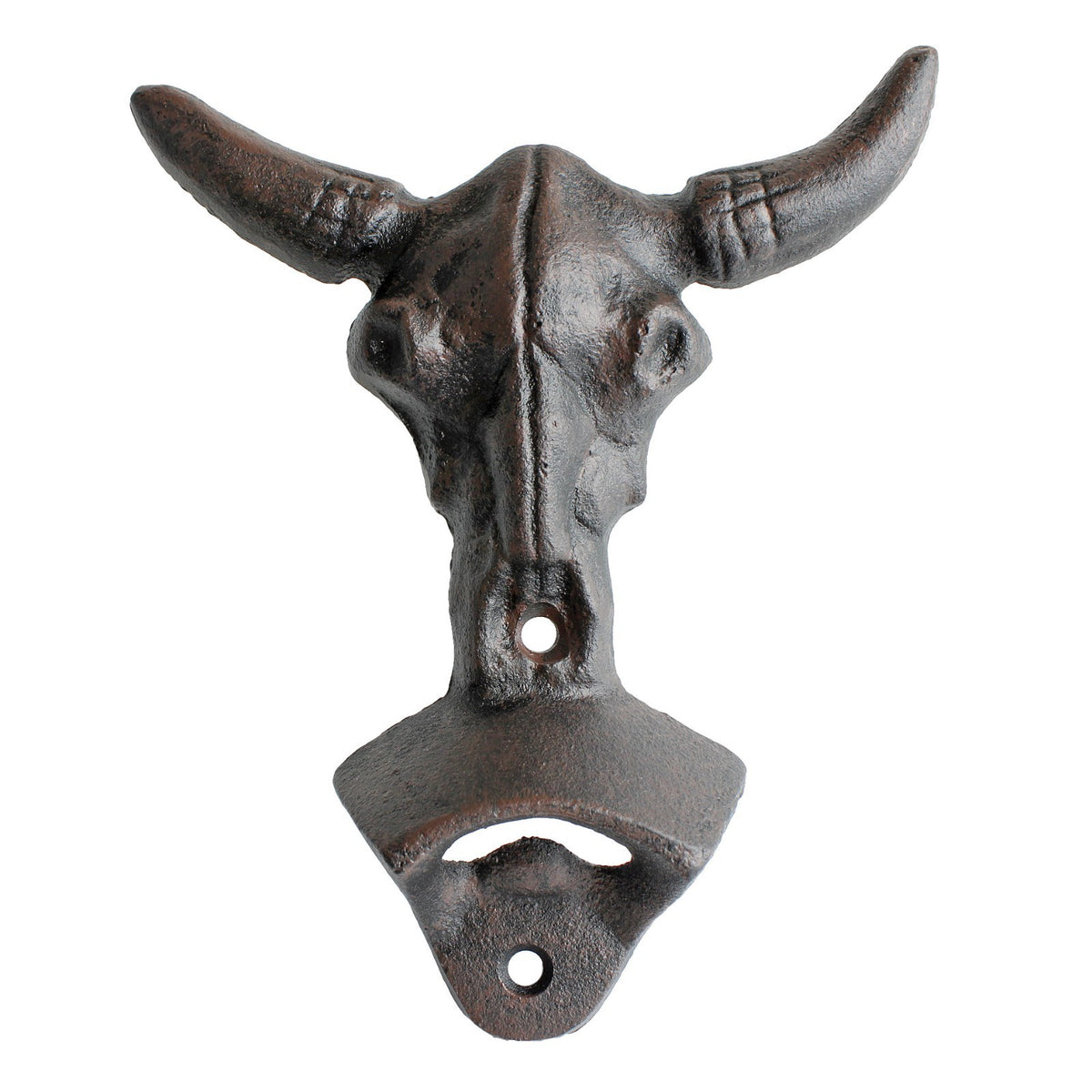Cast Iron Longhorn Beer Bottle Opener Steer Skull Wall Mounted Western Bar Decor
