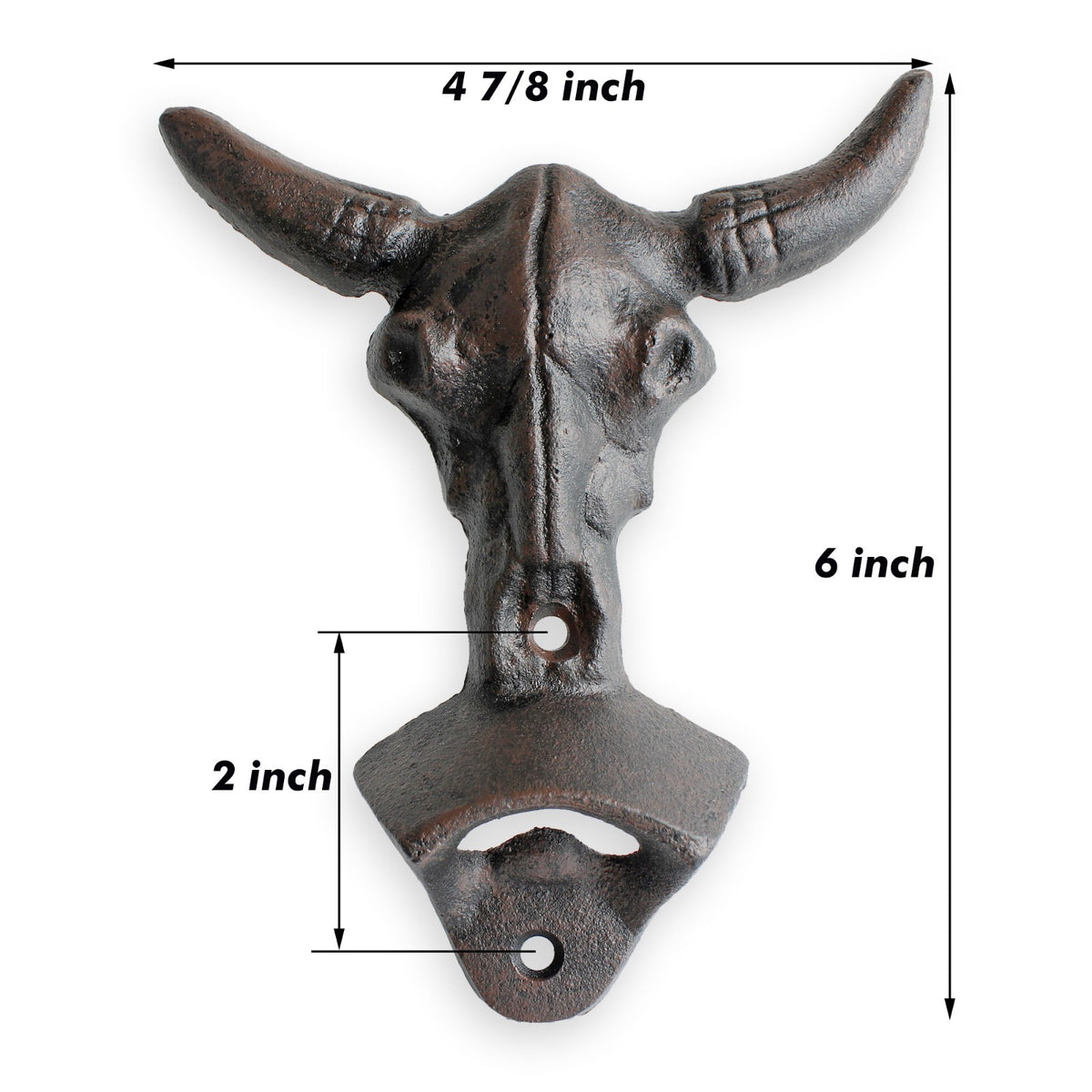 Cast Iron Longhorn Beer Bottle Opener Steer Skull Wall Mounted Western Bar Decor