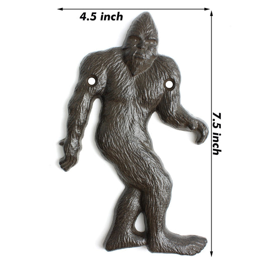 Cast Iron Bigfoot Wall Decor Sasquatch Metal Plaque Sign Rustic Cabin Art 7.5"