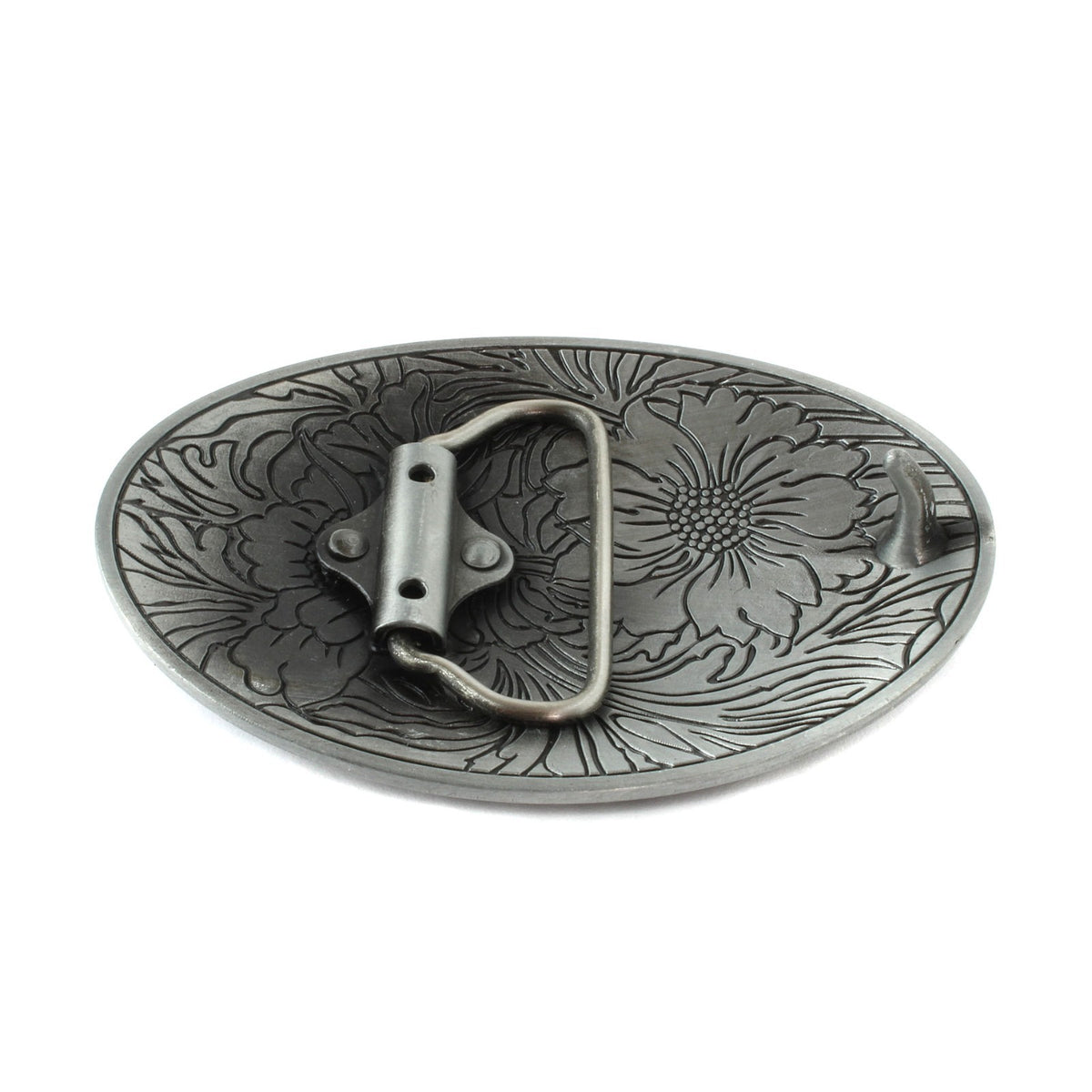 Western Sunflowers Belt Buckle Antique Silver Tone Engraved Flower Oval Cowgirl