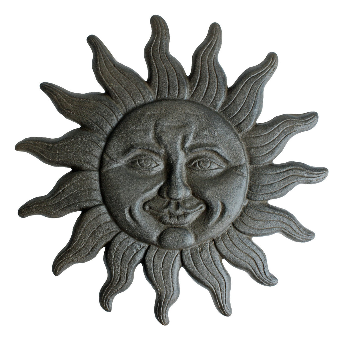 Cast Iron Sun Face Stepping Stone Rustic Celestial Garden Walkway Plaque 12 3/8"