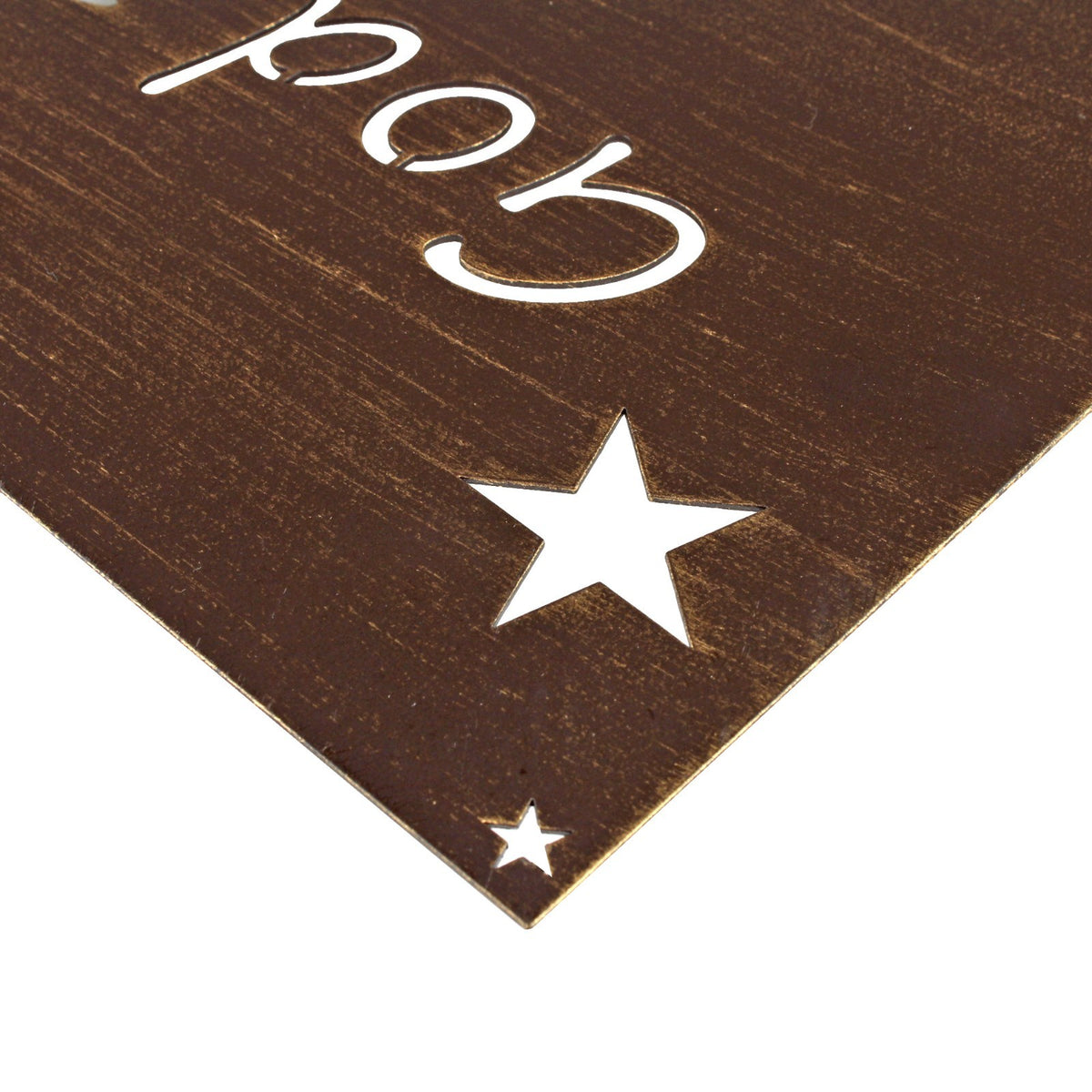 Metal God Bless Our Home Plaque Sign Stars Letter Cutouts Brushed Gold 12 inch