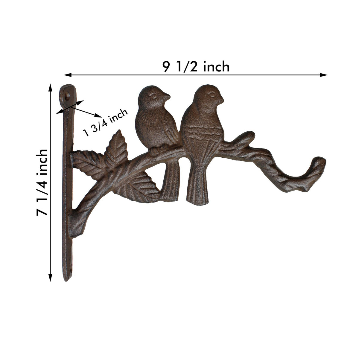 Cast Iron Lovebirds Branch Plant Hanger Wall Bracket Hook Rustic Garden Decor