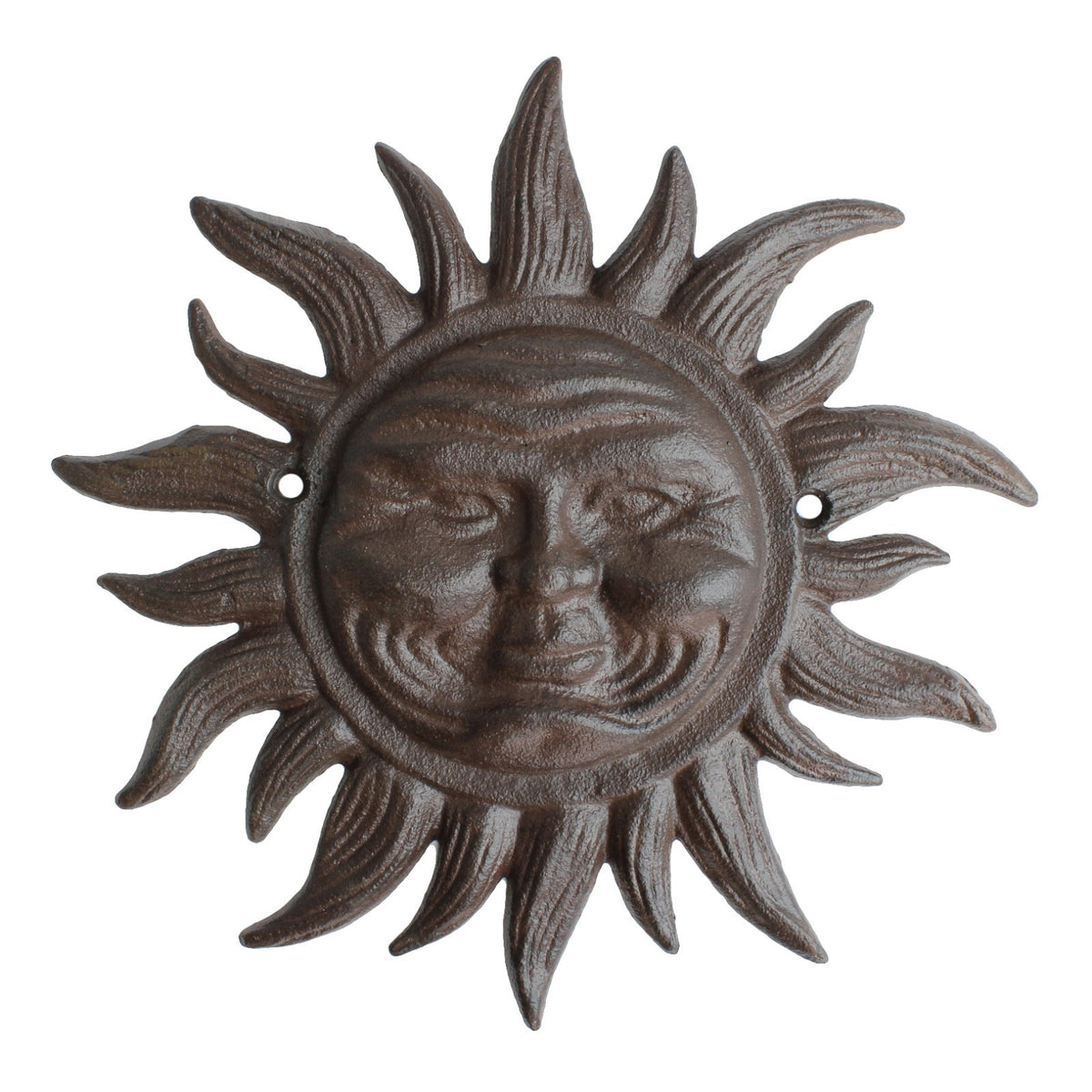Cast Iron Sun Face Wall Decor Celestial Sunburst Plaque Rustic Garden Art 8.5 in