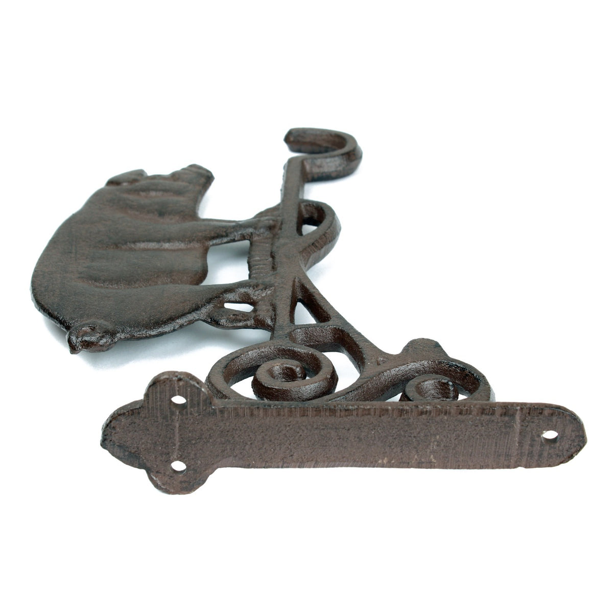 Cast Iron Pig Hanging Plant Bracket Hook Farmhouse Garden Basket Bucket Holder