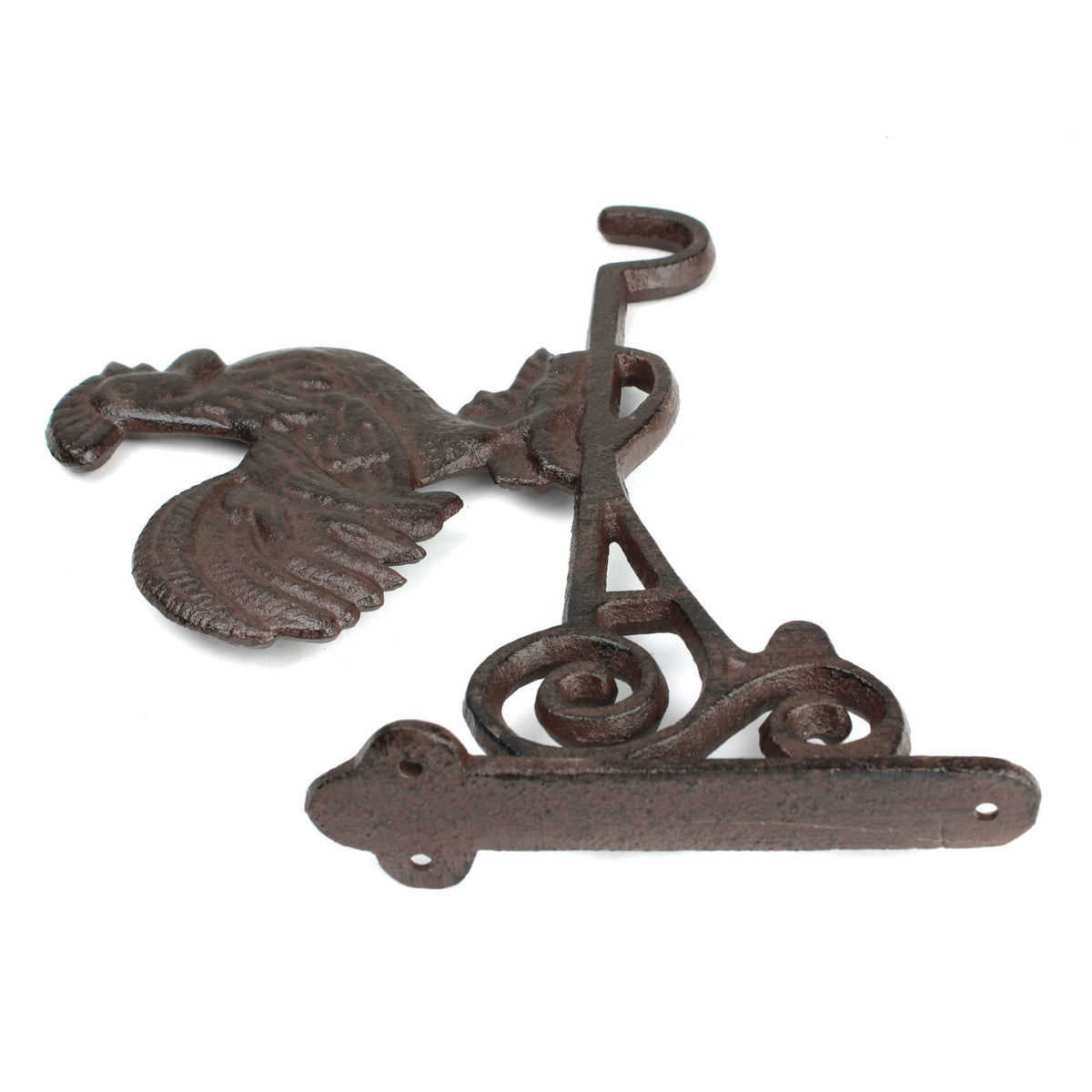 Cast Iron Rooster Plant Hanger Hook Wall Bracket Rustic Farmhouse Bucket Holder
