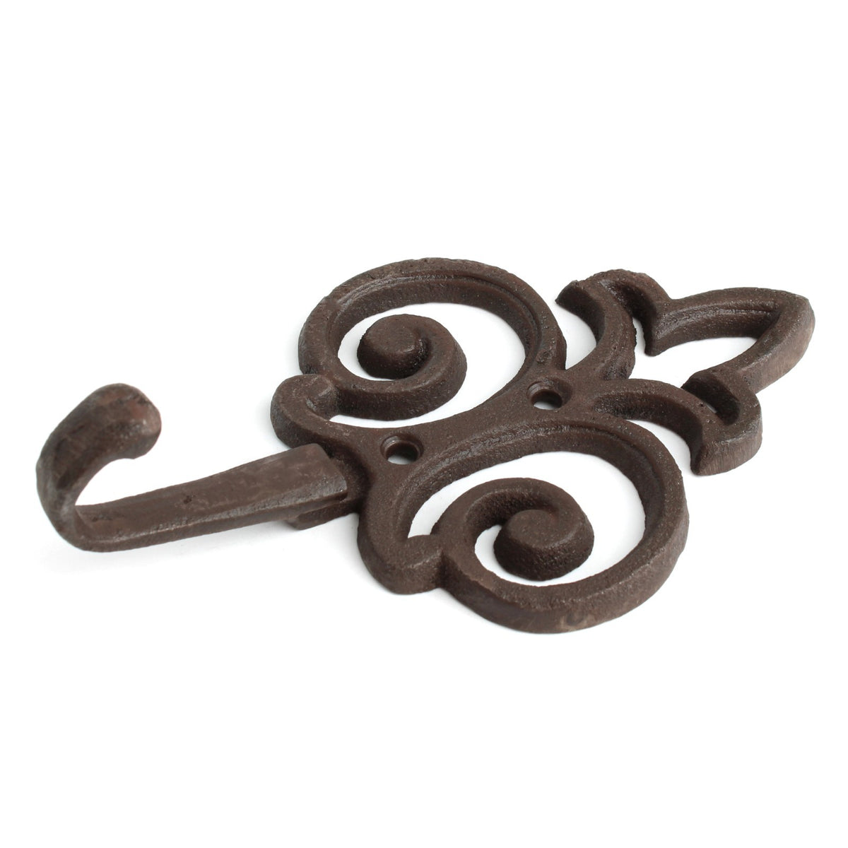 Cast Iron Fleur De Lis Scrolls Wall Hook Key Coat Towel Hanger Decorative 7 inch